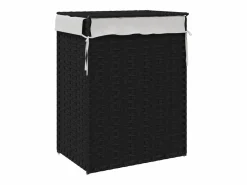 Cesto De Ropa|Cesta para ropa con tapa negra 46x33x60 cm resina tejida