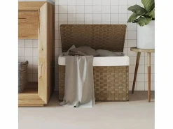 Cesto De Ropa|Cesta para ropa con tapa 55,5x35x34 cm resina tejida