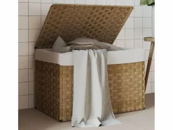 Cesto De Ropa|Cesta para ropa con tapa 55,5x35x34 cm resina tejida
