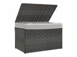 Cesta para ropa con tapa 55,5x35x34 cm resina tejida Gris Hot