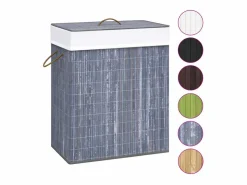 Cesta para ropa de una sola sección de bambú 83 L Gris Sale