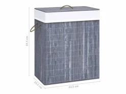 Cesta para ropa de una sola sección de bambú 83 L Gris Sale