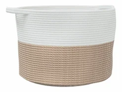 Cesta para ropa marrón y blanca Ø55x36 cm algodón Multicolor Clearance