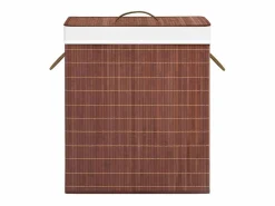 Cesta para ropa sucia con 2 compartimentos, bambú marrón, 100 L Marru00f3n Clearance
