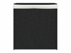 Cesta para ropa sucia con 2 compartimentos negra 53x35x57 cm resina tejida^ Discount