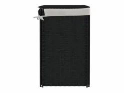 Cesta para ropa sucia con 2 compartimentos negra 53x35x57 cm resina tejida^ Discount