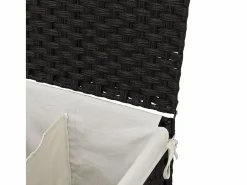 Cesta para ropa sucia con 2 compartimentos negra 53x35x57 cm resina tejida^ Discount