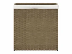 Cesta para ropa sucia con 2 secciones 53x35x57 cm resina tejida^ Outlet