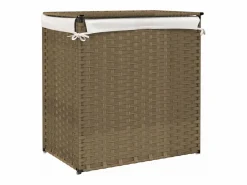 Cesta para ropa sucia con 2 secciones 53x35x57 cm resina tejida^ Outlet