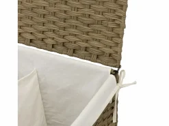 Cesta para ropa sucia con 2 secciones 53x35x57 cm resina tejida^ Outlet