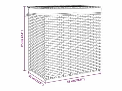 Cesta para ropa sucia con 2 secciones 53x35x57 cm resina tejida^ Outlet