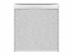 Cesta para ropa sucia con 2 compartimentos blanca 53x35x57 cm resina tejida^ Online