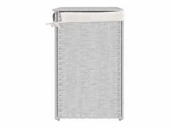 Cesta para ropa sucia con 2 compartimentos blanca 53x35x57 cm resina tejida^ Online