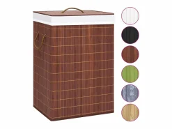 Cesta para ropa sucia con 2 compartimentos, bambú marrón, 72 L^ Hot