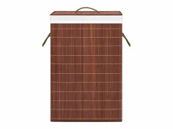 Cesta para ropa sucia con 2 compartimentos, bambú marrón, 72 L^ Hot
