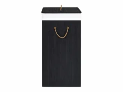 Cesta para ropa sucia de 2 secciones de bambú de 100 L Negro