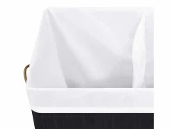 Cesta para ropa sucia de 2 secciones de bambú de 100 L Negro