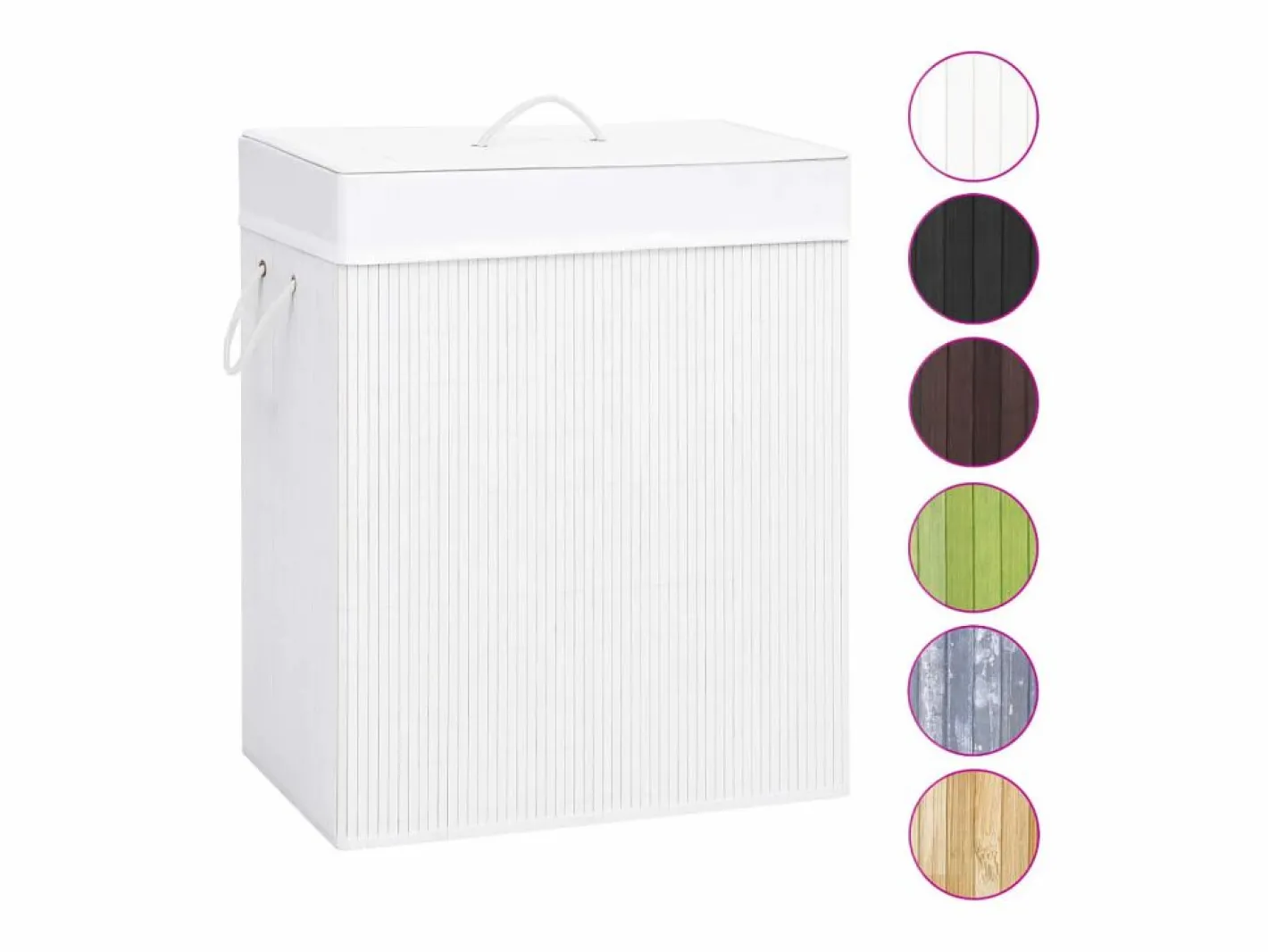 Cesta para ropa sucia de 2 secciones de bambú de 100 L Blanco Online