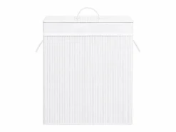 Cesta para ropa sucia de 2 secciones de bambú de 100 L Blanco Online