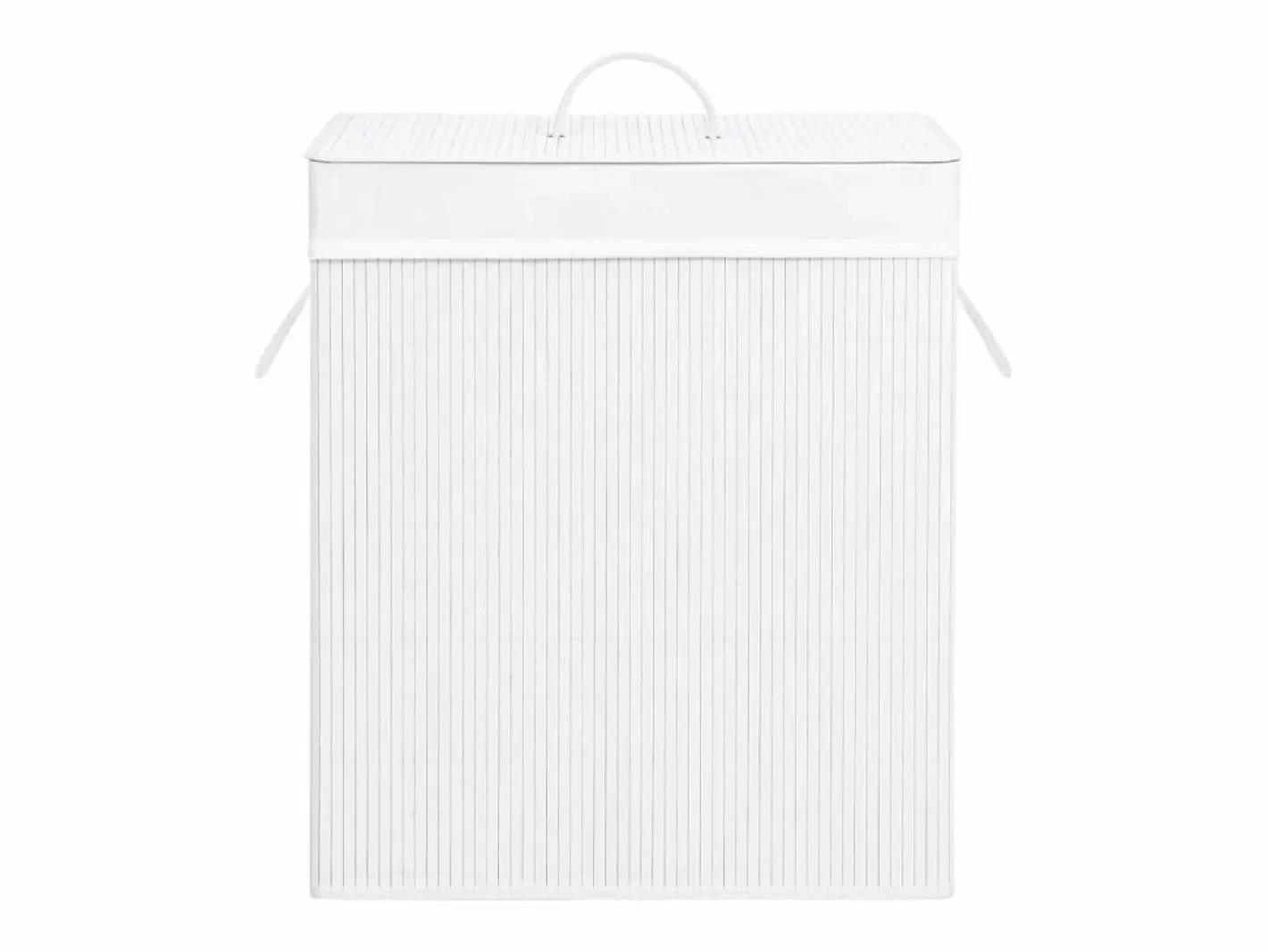 Cesta para ropa sucia de 2 secciones de bambú de 100 L Blanco Online