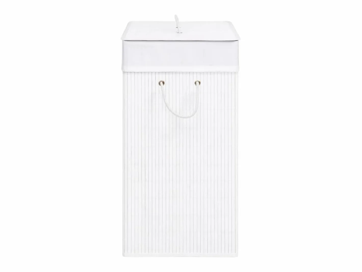 Cesta para ropa sucia de 2 secciones de bambú de 100 L Blanco Online