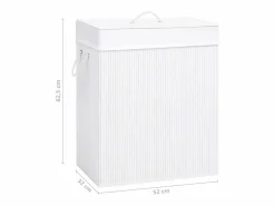 Cesta para ropa sucia de 2 secciones de bambú de 100 L Blanco Online