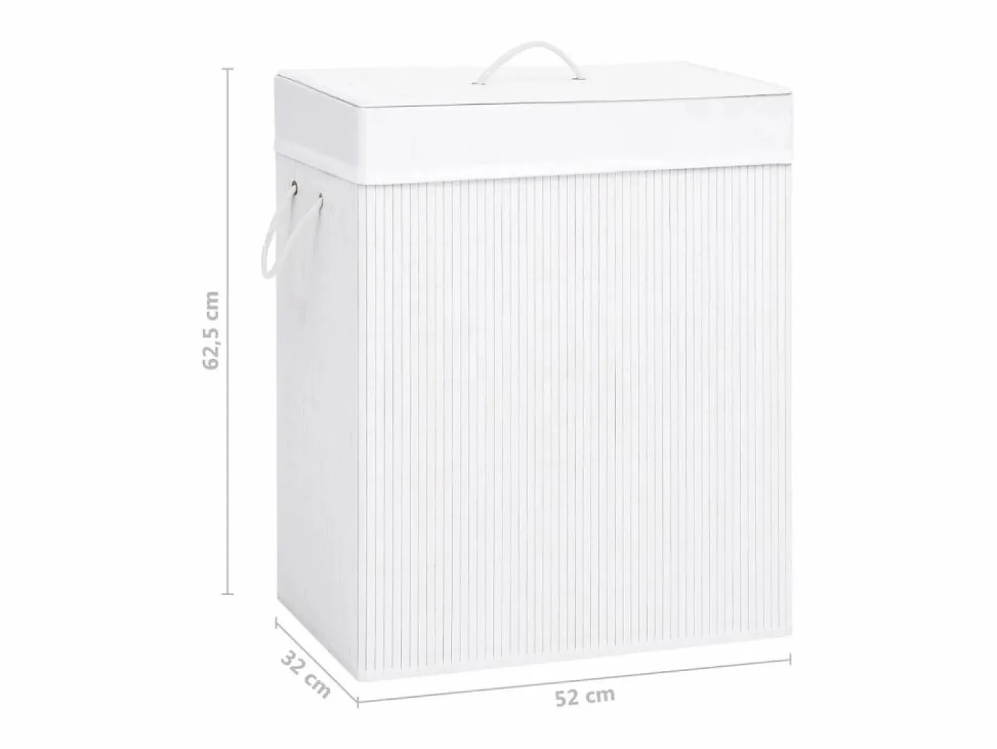 Cesta para ropa sucia de 2 secciones de bambú de 100 L Blanco Online