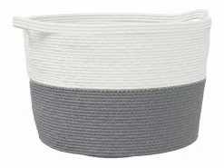 Cesta para ropa sucia gris y blanca Ø60x36 cm algodón Multicolor Best