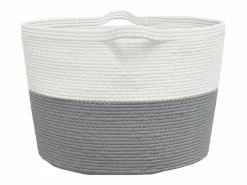 Cesta para ropa sucia gris y blanca Ø60x36 cm algodón Multicolor Best