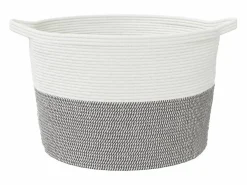 Cesto De Ropa|Cesta para ropa sucia gris y blanca Ø60x36 cm algodón