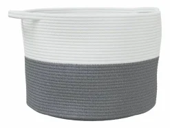 Cesta para ropa sucia gris y blanca Ø55x36 cm algodón Multicolor New
