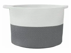 Cesta para ropa sucia gris y blanca Ø55x36 cm algodón Multicolor New