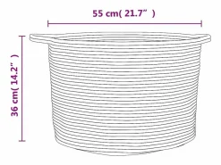 Cesta para ropa sucia gris y blanca Ø55x36 cm algodón Multicolor New