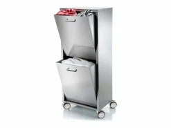 Cesto de ropa con ruedas, 2 compartimentos - Acero inoxidable - 96*40*27 cm - TANGO^Don Hierro Discount