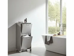 Cesto de ropa con ruedas, 2 compartimentos - Acero inoxidable - 96*40*27 cm - TANGO^Don Hierro Discount