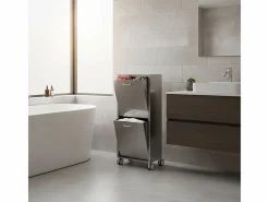 Cesto de ropa con ruedas, 2 compartimentos - Acero inoxidable - 96*40*27 cm - TANGO^Don Hierro Discount