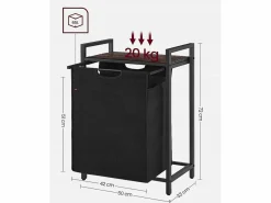 Cesto para la ropa Valora de 65 l, color marrón rústico y negro | un compartimento^ Discount