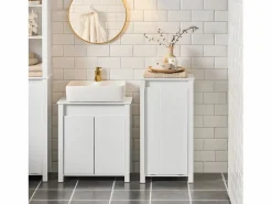 Cesto para Ropa Sucia Armario Multifuncional de Baño con 1 Cesto 45 x 35 x 85,5 cm BZR100-W ES^Sobuy Clearance