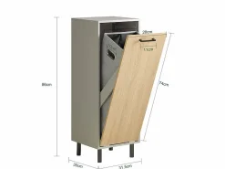 Cesto para Ropa Sucia con 1 Cest y Madera BZR132-NG^Sobuy Clearance