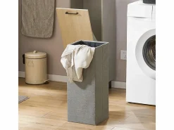 Cesto para Ropa Sucia con 1 Cest y Madera BZR132-NG^Sobuy Clearance