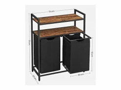 Cesto De Ropa|Cesto para ropa Valora con 2 compartimentos, color marrón rústico y negro