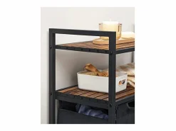 Cesto De Ropa|Cesto para ropa Valora con 2 compartimentos, color marrón rústico y negro