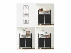 Cesto De Ropa|Cesto para ropa Valora con 2 compartimentos, color marrón rústico y negro