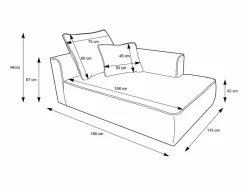 Chaise longue derecha en chenilla burdeos PINETA^Vente-unique Clearance