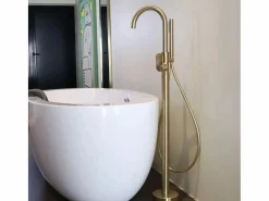 Essebagno Charme II columna de suelo mecánica para bañera isla oro cepillado Dorado Best