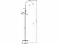 Essebagno Grifo|Charme II columna de suelo mecánica para bañera isla gris metálico
