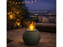 Chimenea de bioetanol, brasero de jardín, de pie, para uso interior y exterior, BOTTICELLI Salvia, d.40 x h.54^ Best
