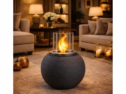 Chimenea|Chimenea|Chimenea de bioetanol, brasero de jardín, de pie, para uso interior y exterior, hierro fundido BOTTICELLI, gris, 40 x 54 cm.