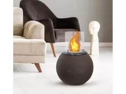 Chimenea de bioetanol, brasero de jardín, de pie, para uso interior y exterior, BOTTICELLI Terra Marrone, d.40 x h.54 Marru00f3n chocolate Hot
