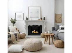 Chimenea de bioetanol de suelo de madera París L123xP39xH100 Blanco